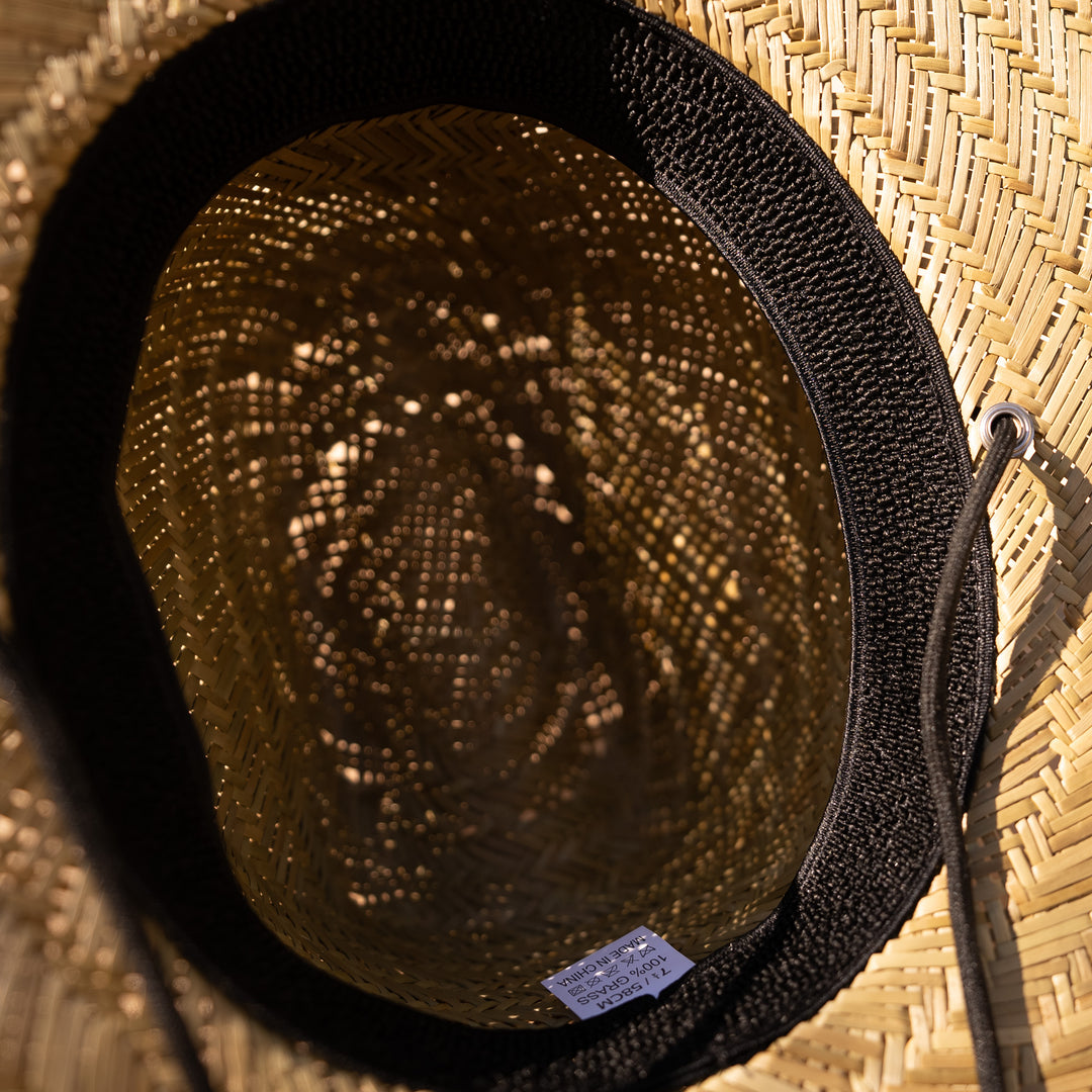 Straw Sun Hat with Your Custom Leatherette Branded Patch - Natural