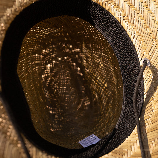 Straw Sun Hat with Your Custom Leatherette Branded Patch - Natural