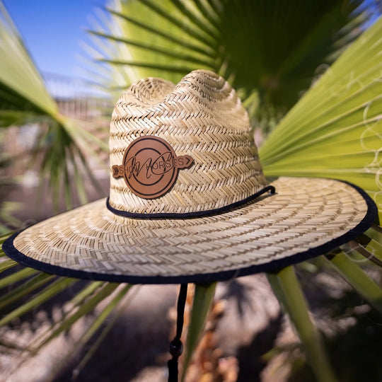 Straw Sun Hat MC Show Horses Leatherette Branded Patch