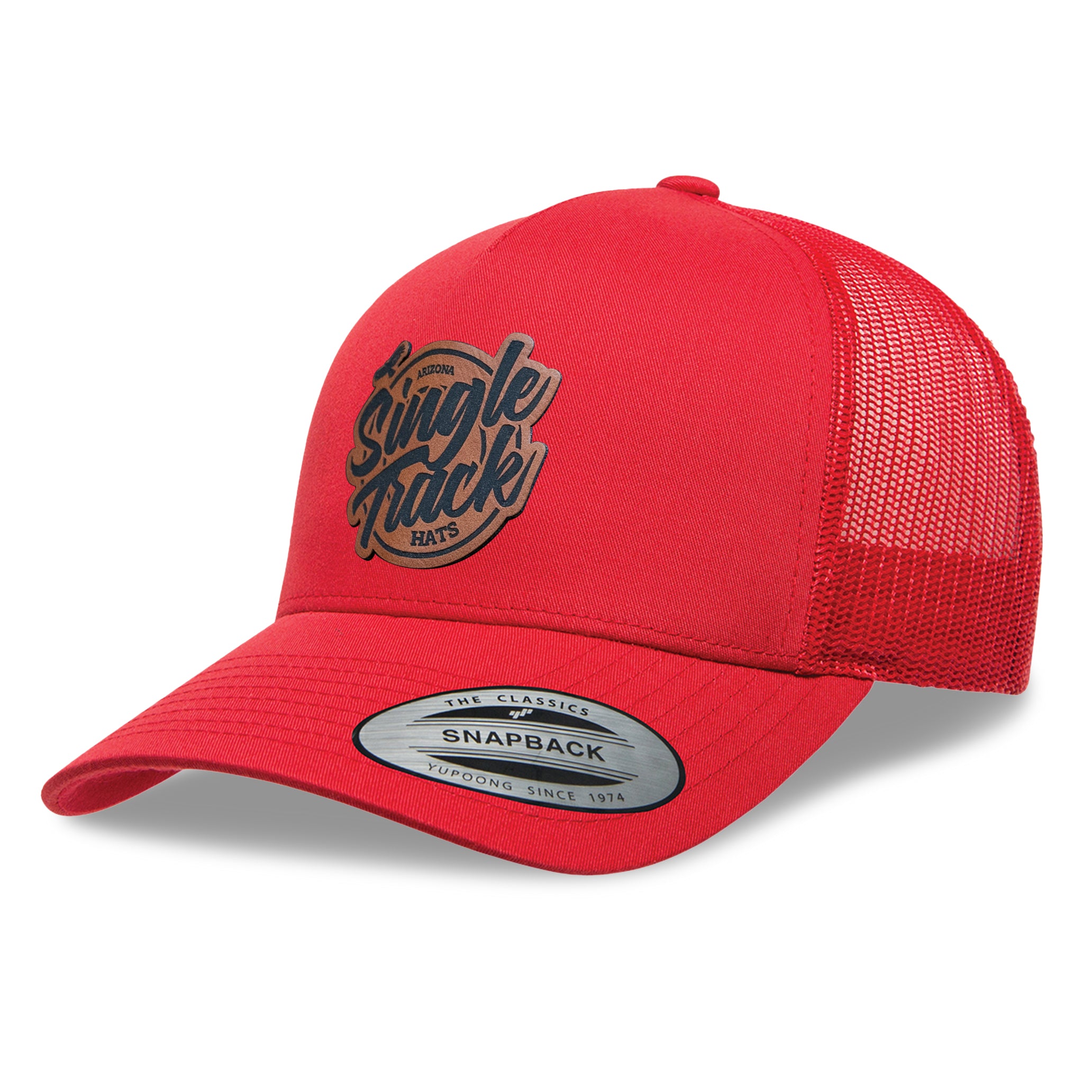 Create Branded Hats - Custom Red YP Snapback with Patch – Single Track Hats