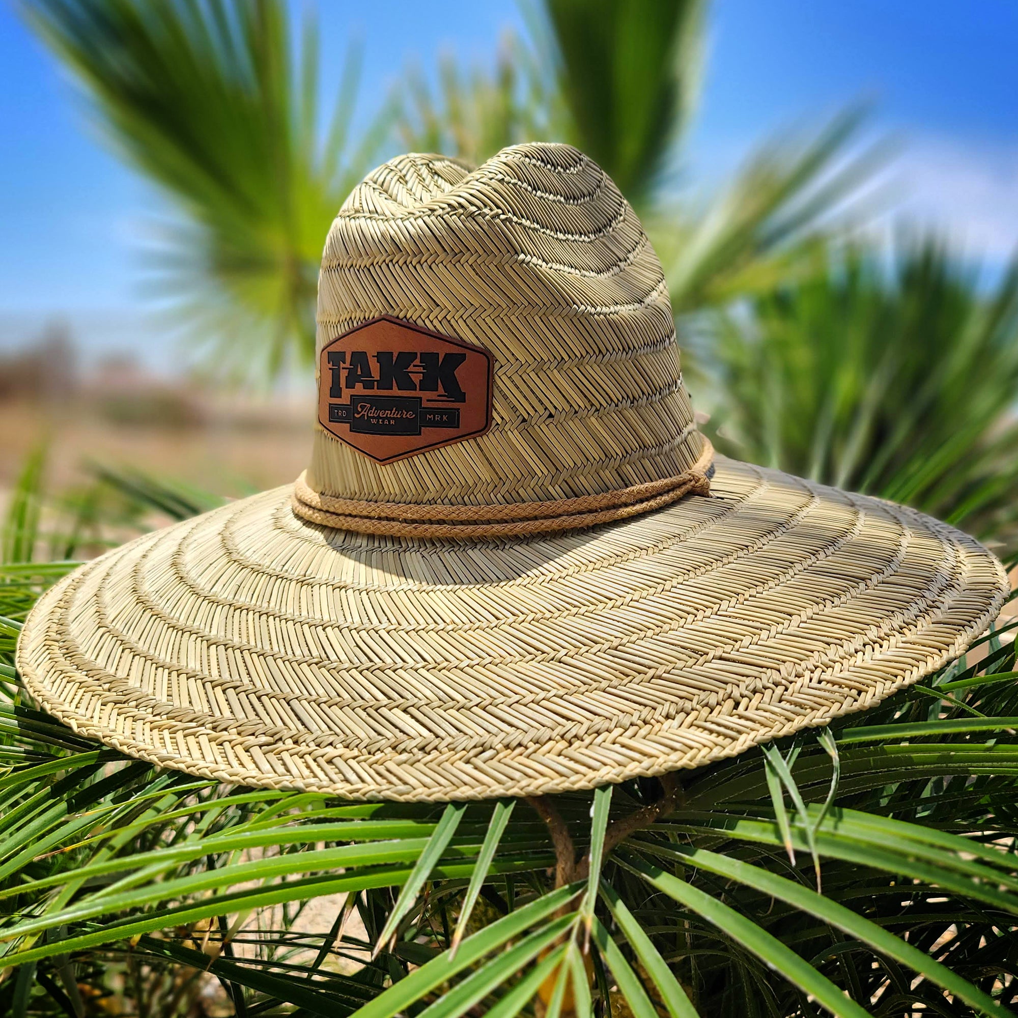 straw sun hat coach uv protection waterboy custom personalized leather patch vacation beach