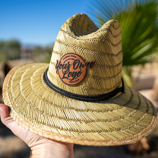 Children’s Straw Sun Hat with Personalized Laser Engraved Patch