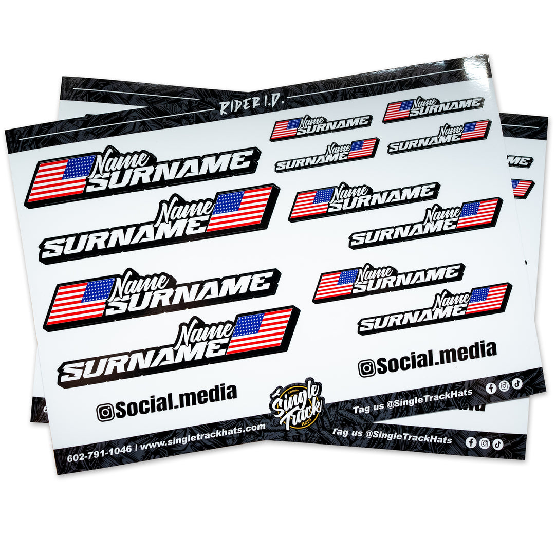 Name Flag Sticker Sheets – Single Track Hats