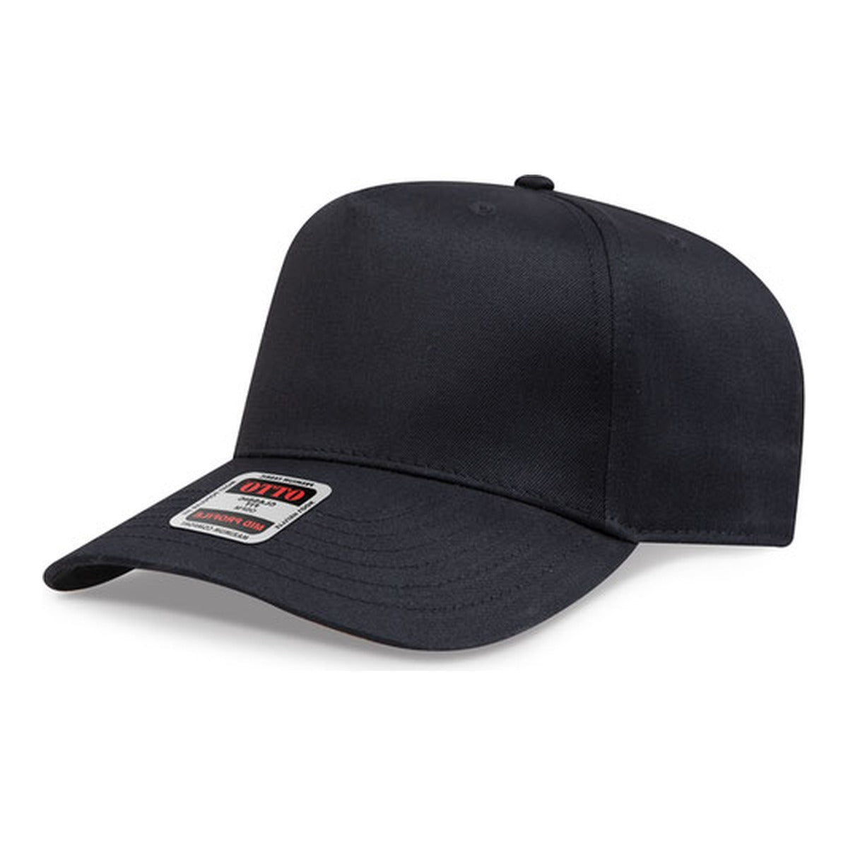 OTTO 31-069 five panel mid profile snapback cap in Black