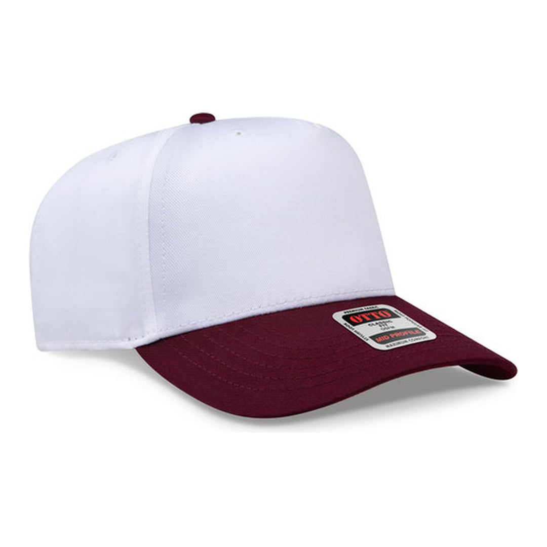 OTTO 31-069 snapback cap with white crown and maroon visor