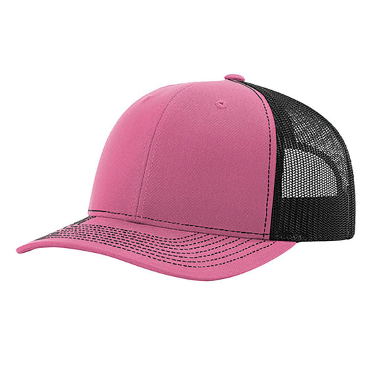 Richardson 112 trucker snapback cap in Hot Pink and Black